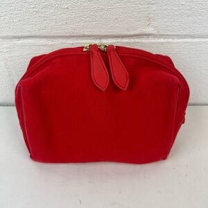 Burberry Red Canvas Toiletry Cosmetic Bag